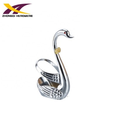 Eco-Friendly kitchen accessories swan shape zinc alloy metal fruit fork stand