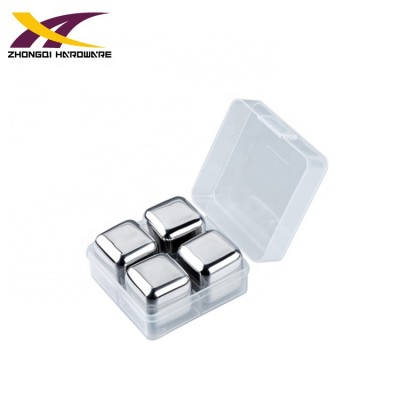 Reusable stainless steel wine whisky chilling ice cube with plastic box