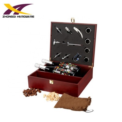 China manufacturer deluxe wooden box accessories wine opener gift set