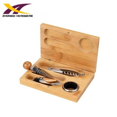 Luxury quality bamboo gift box premium corkscrew wine opener set