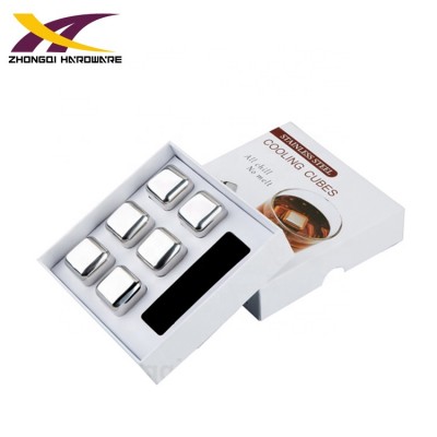 Top sale 6pcs whisky stainless steel cube ice stone set