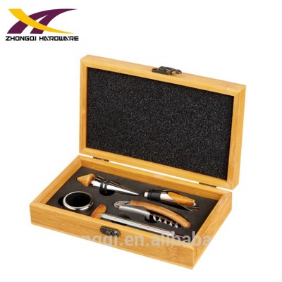 5pcs wine tool set with black EVA in bamboo box