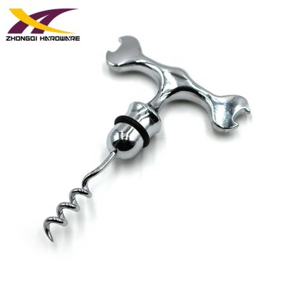 Simple style zinc alloy chrome plated bottle corkscrew wine opener