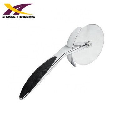 Commercial grade professional metal round pizza cutter with TPR handle