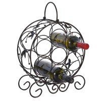 Decorative Freestanding Steel Iron Wine Rack For 7 Bottles