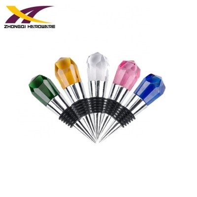 Wholesale zinc alloy crystal bottle wine stopper with different colors