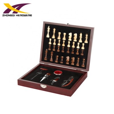 Manufacture wholesale chess shape box accessories wine opener gift set