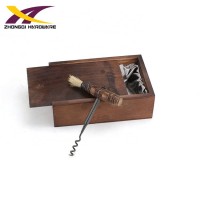 Simple zinc alloy antique-style corkscrew wine opener with wooden handle