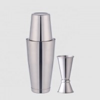 Factory Direct custom logo 3 pcs stainless steel shiny jigger shaker barware accessories tools set 800ml cocktail bar equipment