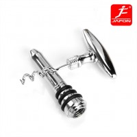 2-in-1 T Style Zinc Alloy Wine Bottle Opener Wine Corkscrew with Wine Bottle Drip Stopper