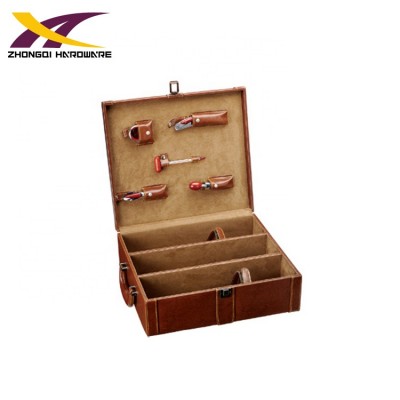 Factory manufacture leather case 3 bottles corkscrew wine opener set